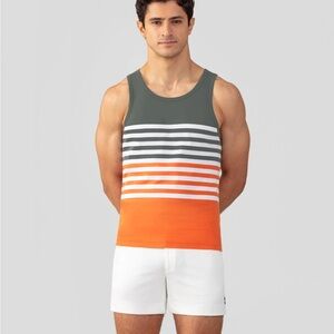 Ron Dorff Men's Striped Tank Top - Grey and Orange Size XXL